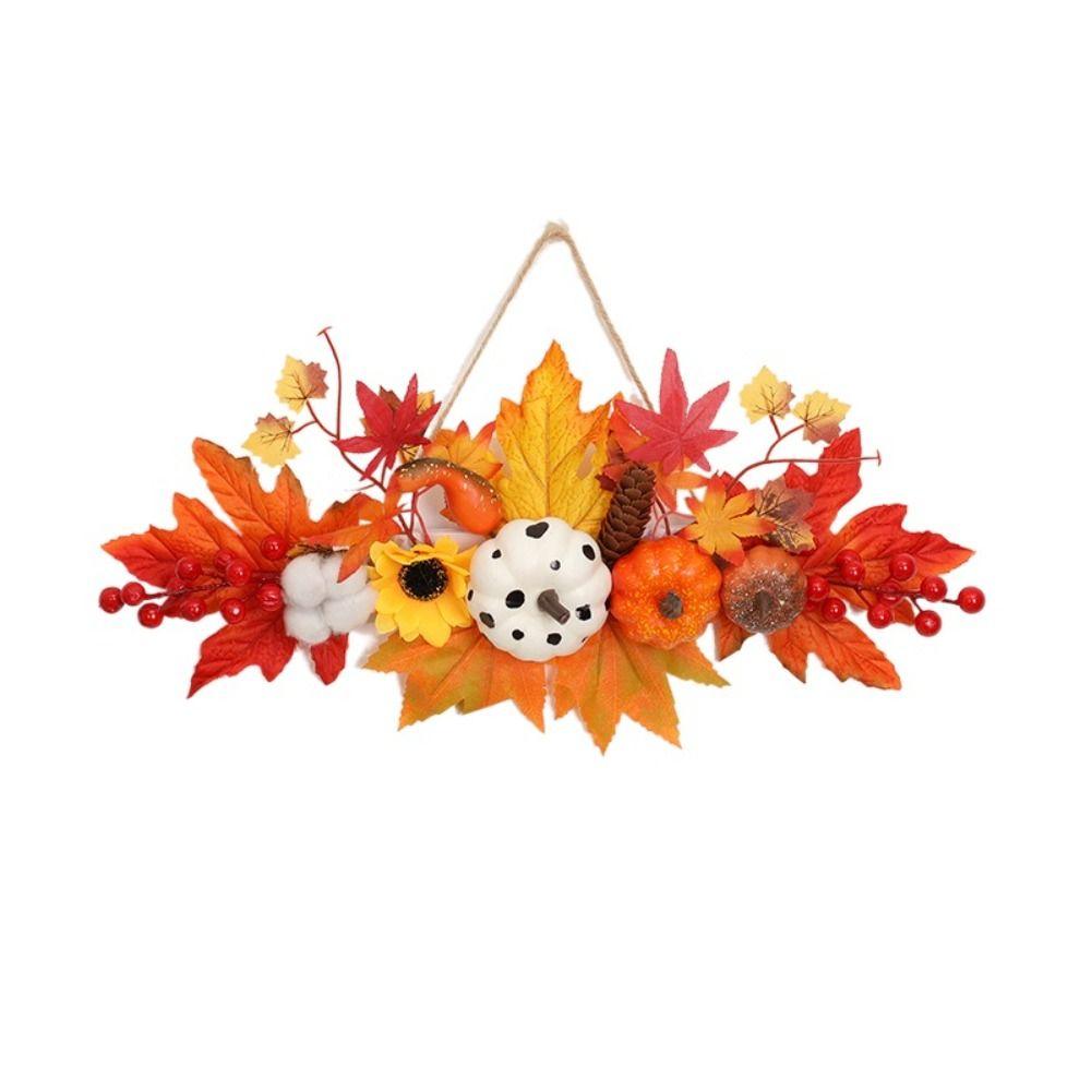 Durable Wall Hanging Props Artificial Halloween Maple Leaf Pumpkin Pendant Realistic   Thanksgiving