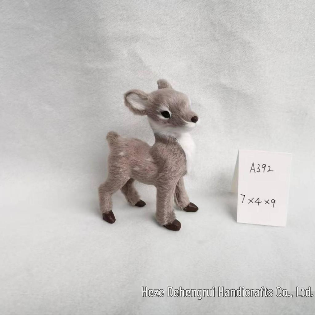 Mini Sika Deer Lying Ornament – Creative Fur Animal Model