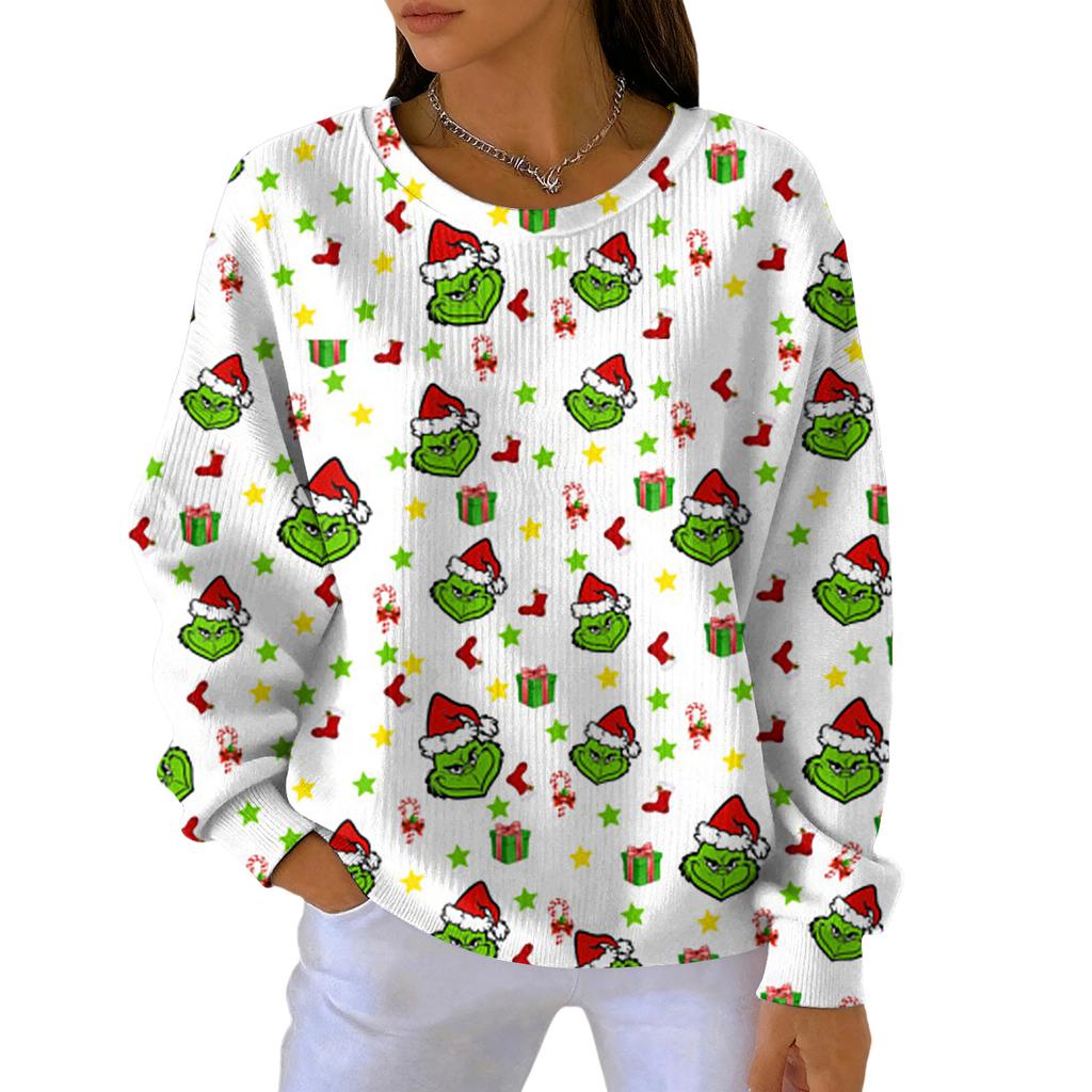 Women's Fashion Casual Gradient Christmas Print Pullover Sports Long-Sleeve Top