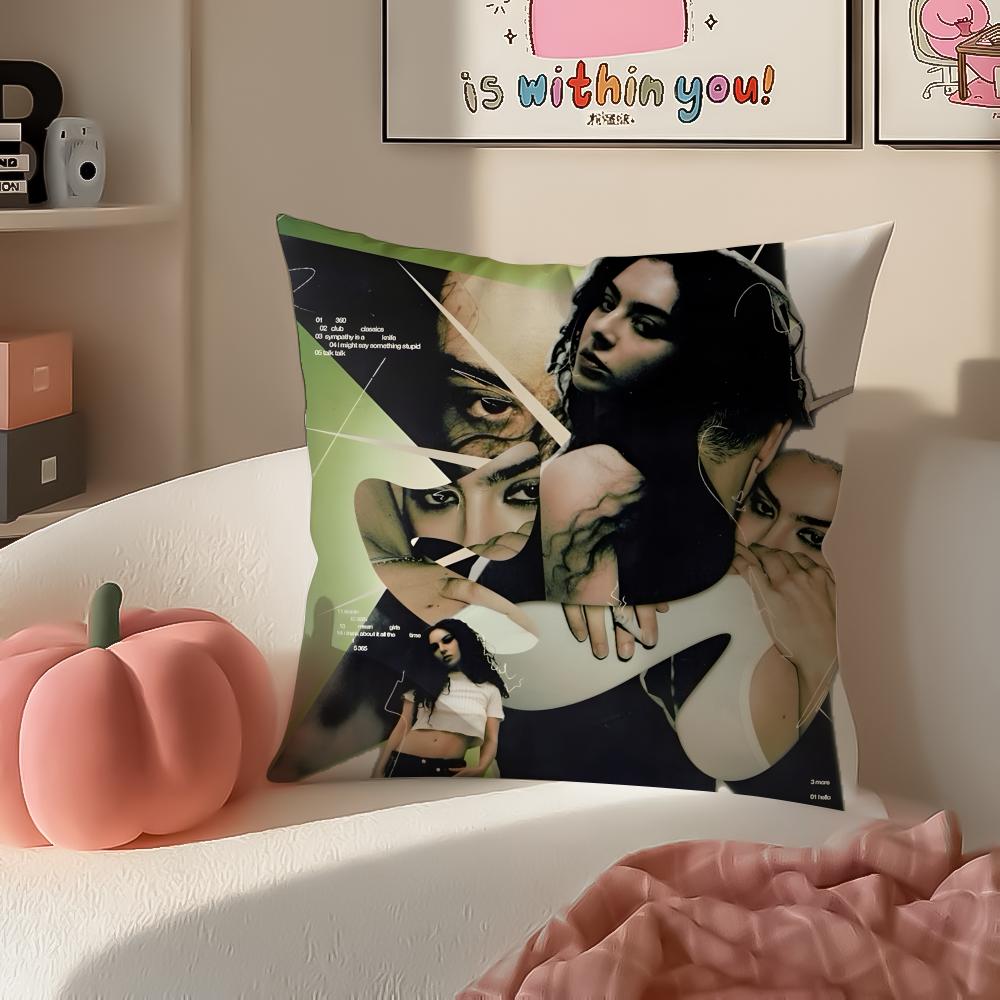 Singer Pop CCharli XCXX Cushion Cover Pillowcase Short Plush Invisible Zipper Room Sofa Cushion Cover