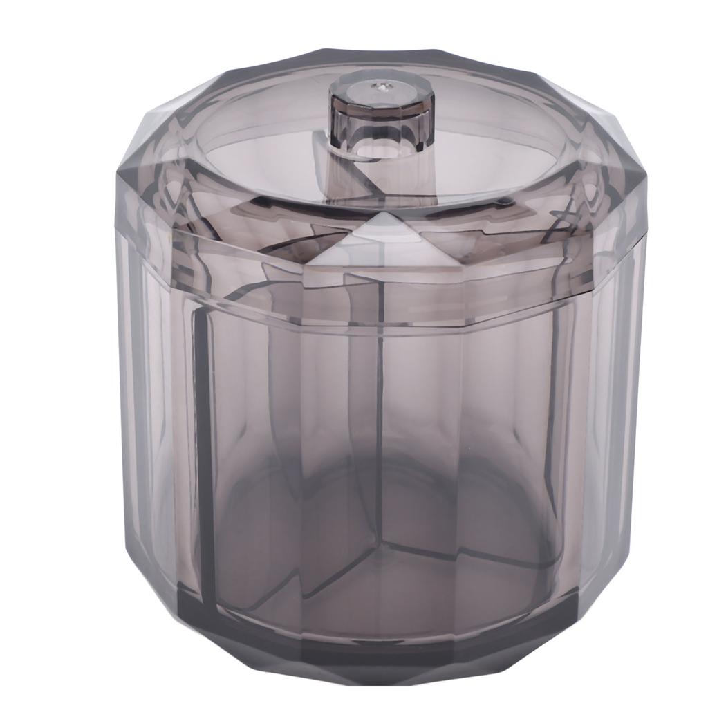 Qtip Holder Dispenser for Floss Picks Transparent Black Acrylic 3 Compartments Dust Water Resistant