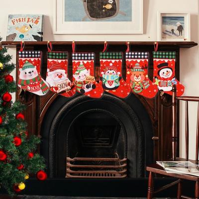 Cloth Christmas Stockings Multicolor Durable Christmas Decorations Bag DIY Large Capacity Xmas Gifts Bag Tree Decoration