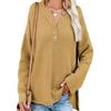 Women S Solid Color Half Open Button Pullover Long Sleeve Sweater