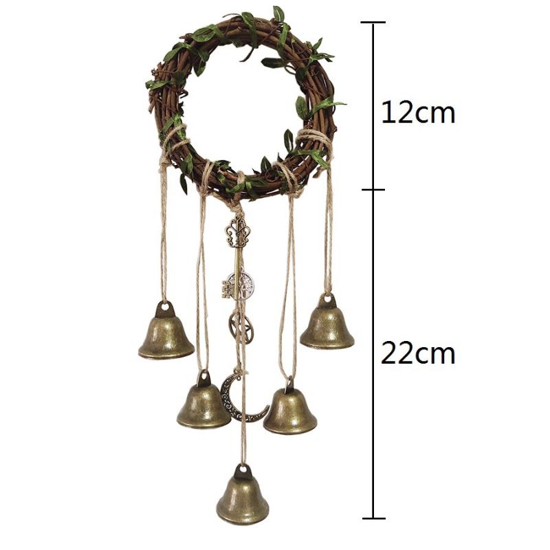 Door Hanging Key Bell Pendant Home Decor Rattan Wreath Rope for Porch Entryway Housewarming Gift