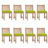 Chaises de jardin lot de 8 avec coussins Bois de teck massif