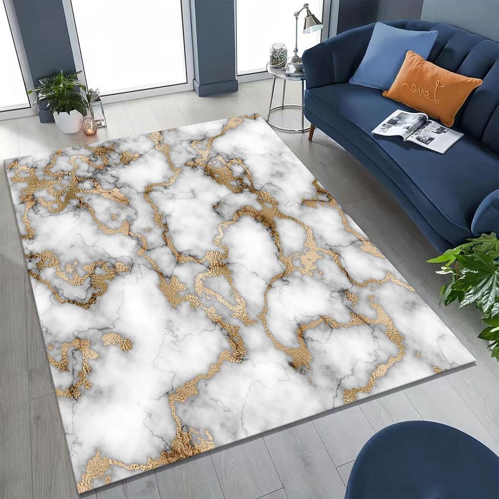 2026 Luxurious Marble Black Green Gold Colorful Stone Texture Rug for Bedroom Living Room Sofa Home Doormat Decor,Non-slip Mat