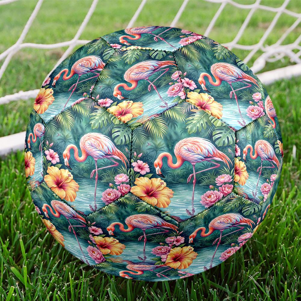 1pc Flamingo Paradise Size 5 Soccer Ball Professional Match Training Football Indoor &Outdoor Sports Ball Training Ball Lightweight Durable Y84