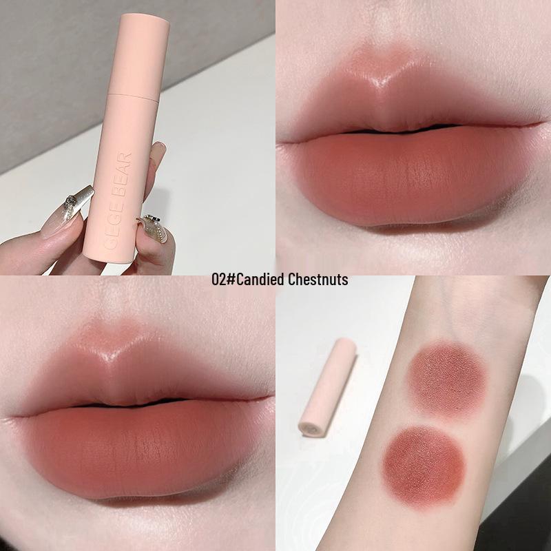 

GegeBear Macaron Pink Mist Lip Mud: Soft, Whitening, Long-Lasting Matte for Autumn/Winter Beauty 2.5g