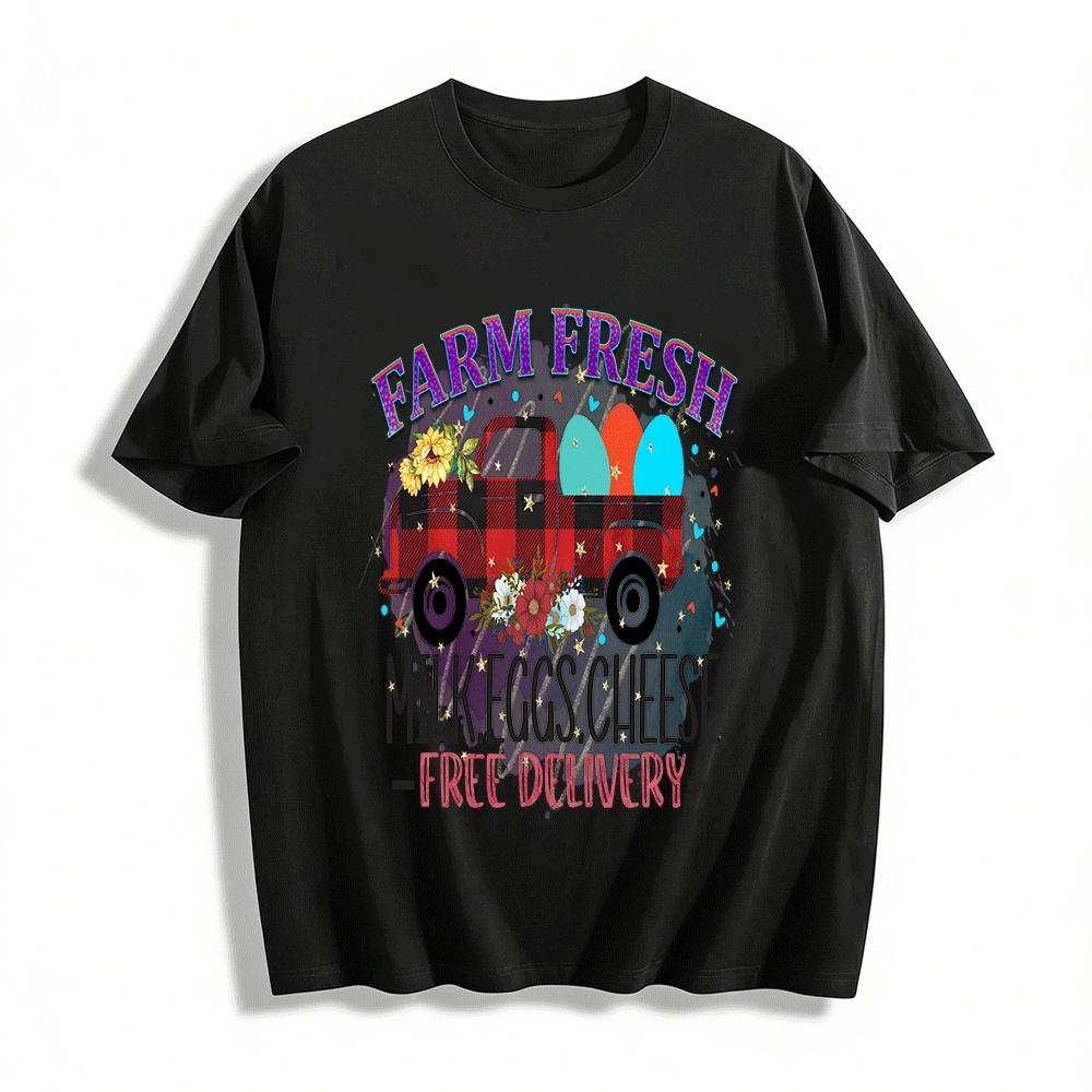 

Easter Farm Fresh Milk Eggs Cheese Free Delivery Top Pure cotton T-shirt XXS