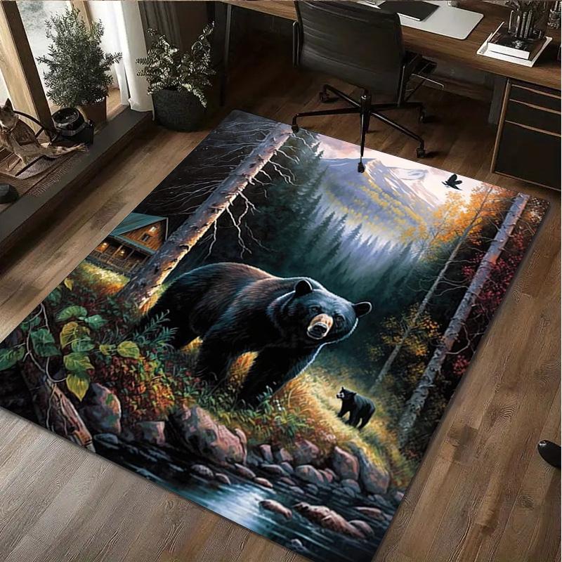 Black bear Rug - Home carpet Office Decorative Carpet For Living Room Bedroom Door Mat Floor Rug Computer Chair Area Rug