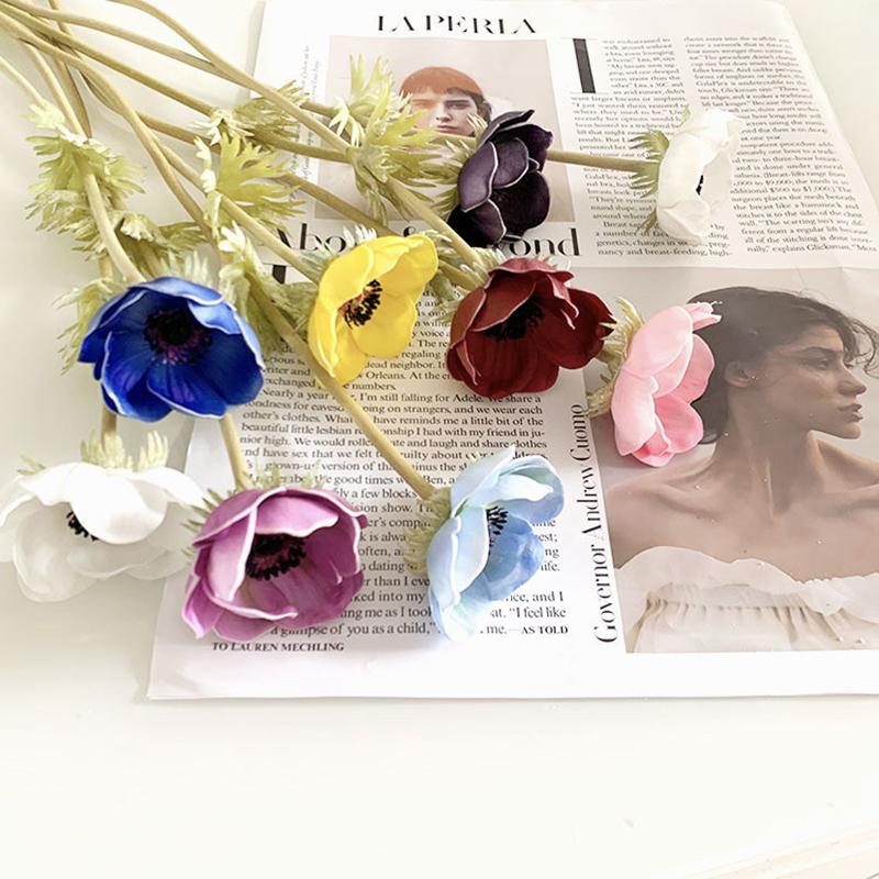 Pu Simulation Poppy Flower Bride Wedding Photography Decoration Hand-Feel Silk Flower Living Room Artificial Flower
