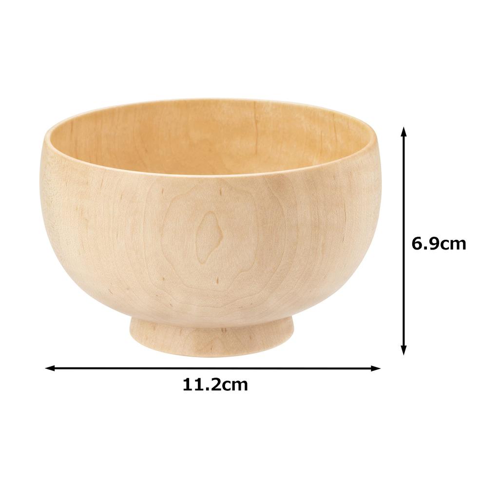 Yamanaka Lacquerware Shirasagi Mokko Soup Shirasagi Bowl Maple Made in Beige Bowl, M, Approx. 11cm, Wood, Natural, Japan,