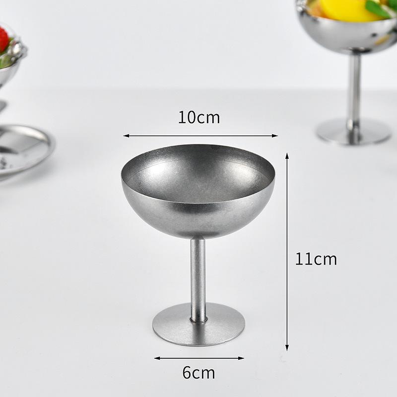 Retro nerezová dezertní miska - Styl Ins pohár na zmrzlinu a želé