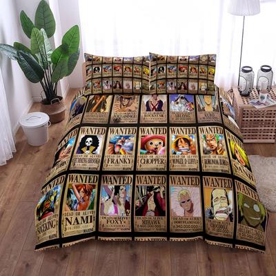 Set Biancheria da Letto Anime O-Ones Pieces Copripiumino Federa Giapponese Luffys per Bambini Ragazzi Regalo Singolo Queen King Size