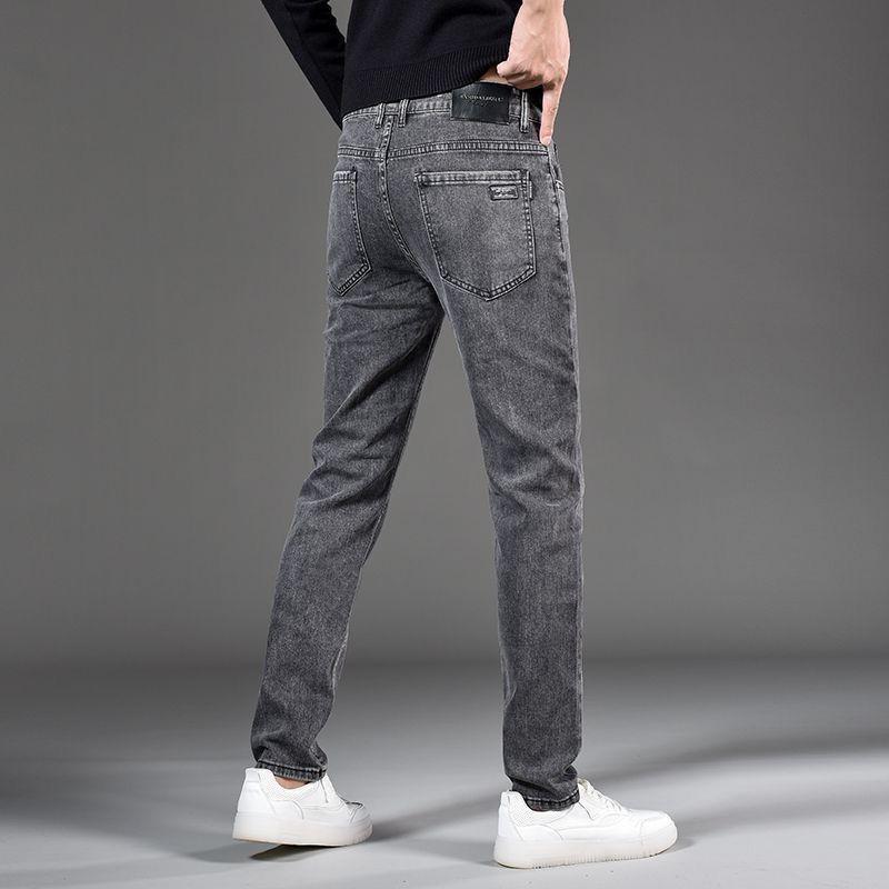 2024 Grey Slim Straight Men's Stretch Jeans - Trendy Spring/Autumn Casual Pants