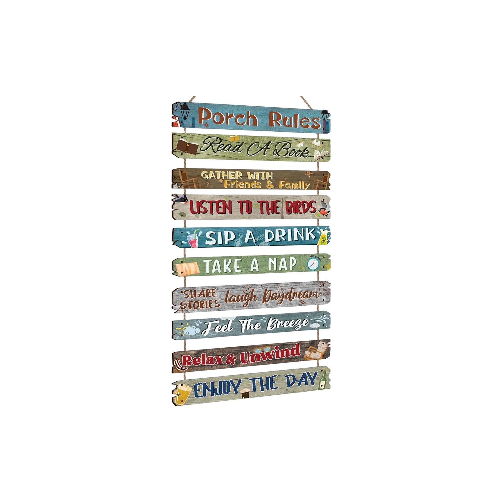 

Outdoor Wooden Sign Decorative Plaque Hanging Wall Art Porch Backyard Rustic Style Multi-Layered Message Board for Home Garden Patio One Size