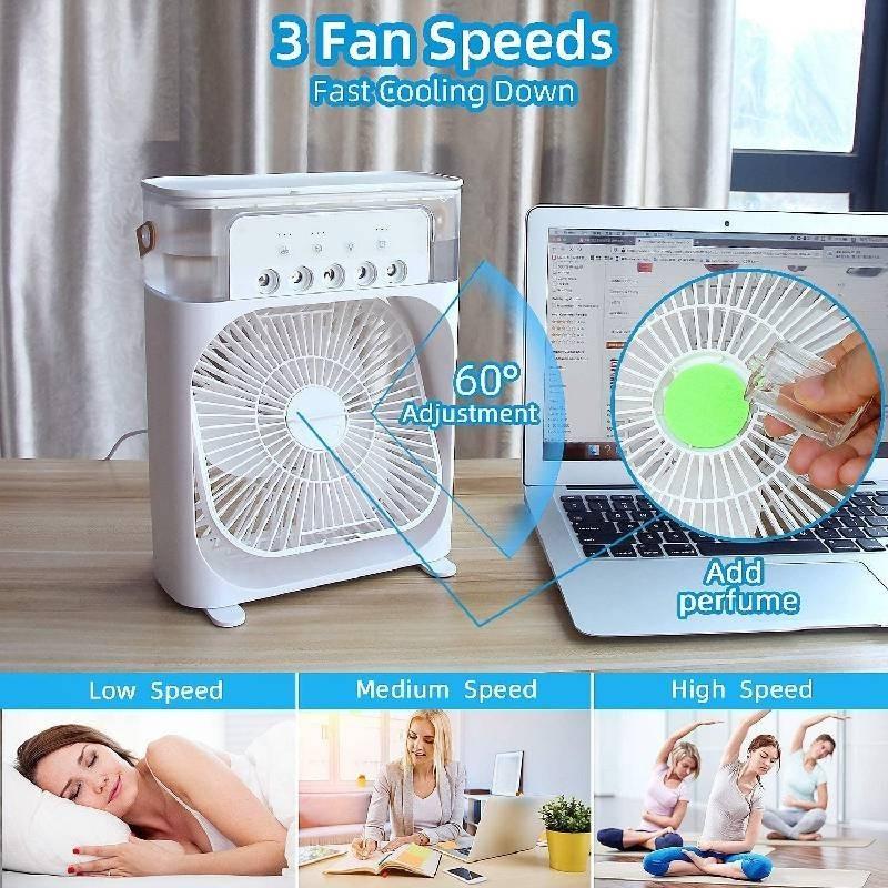High-powered Small Fan With Cooling Mist Spray For Students And Workspaces
