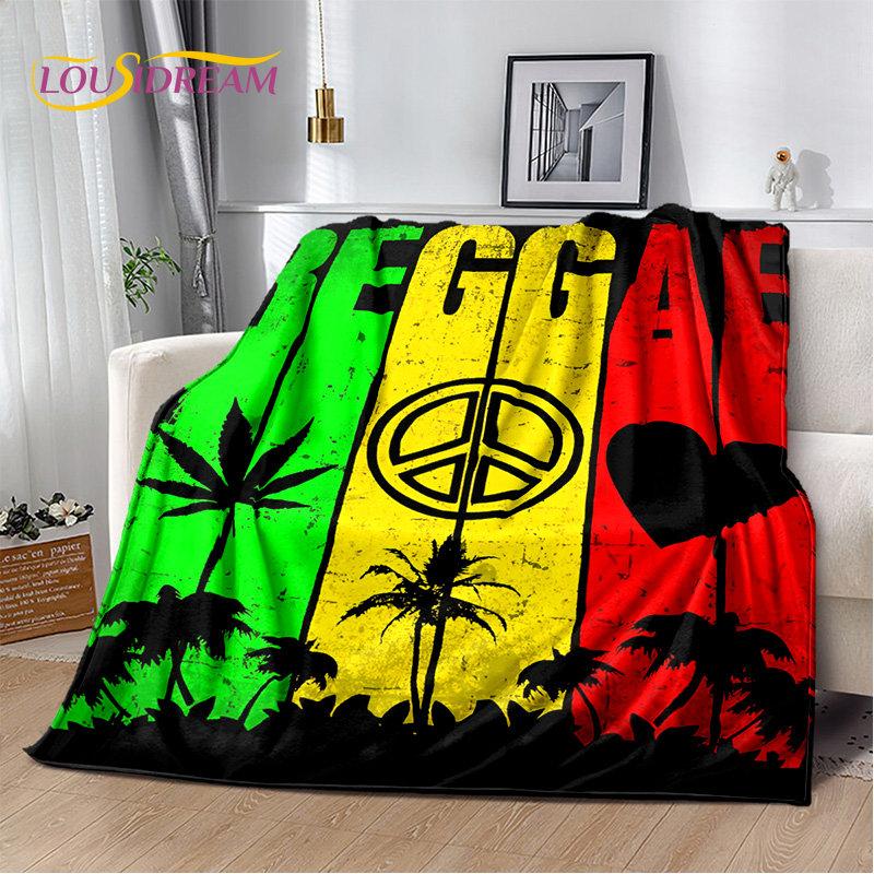 Bob Marley Reggae Music Jamaican Maple Leaf Plush Blanket,Flannel Blanket Throw Blanket for Living Room Bedroom Bed Sofa Picnic
