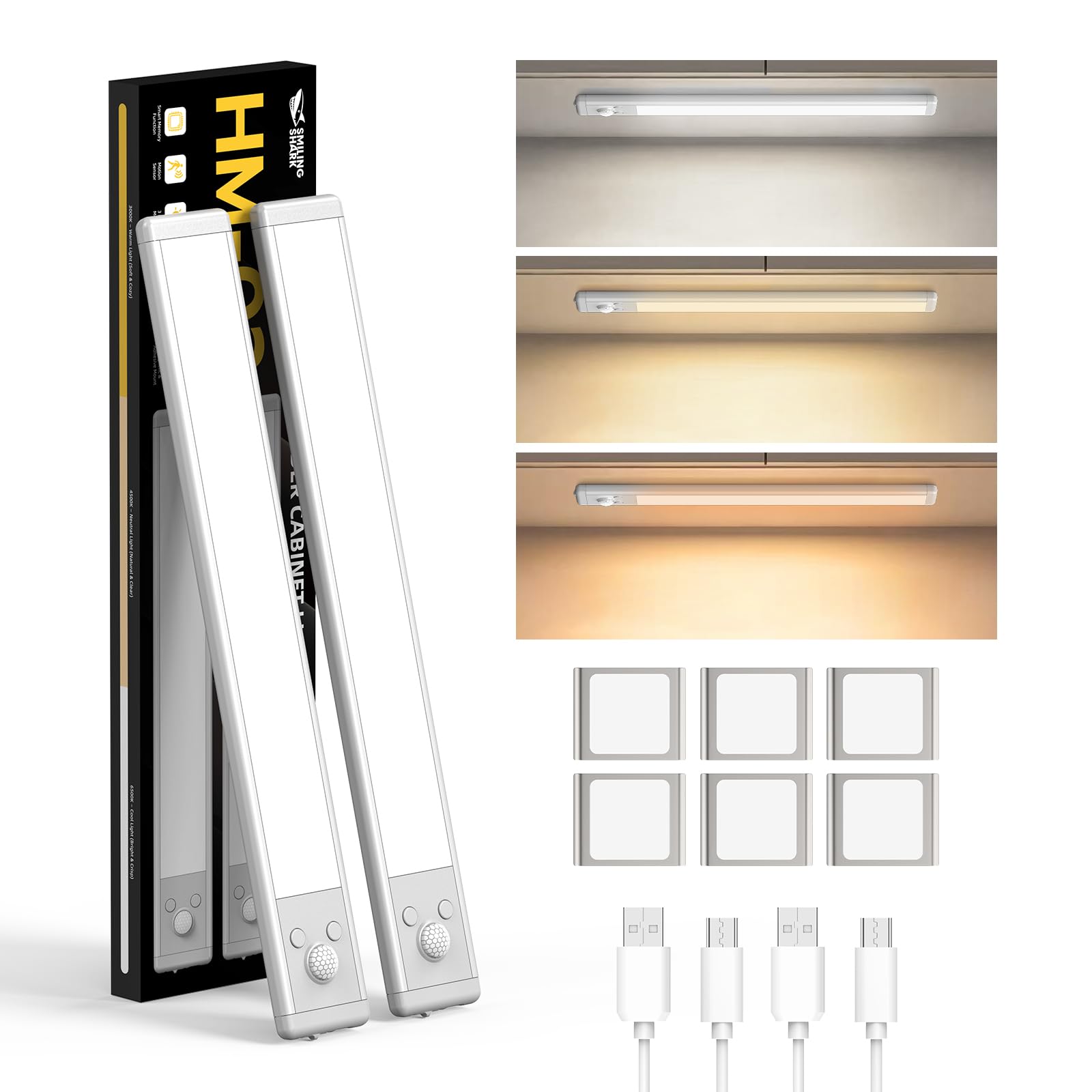 

Светодиодный светильник с датчиком движения Smiling Shark HM02 [2025, Высокочувствительный датчик, Ультратонкий дизайн] Кухонный светильник высокой яркости, Светодиодная панель для помещений, 30 см,