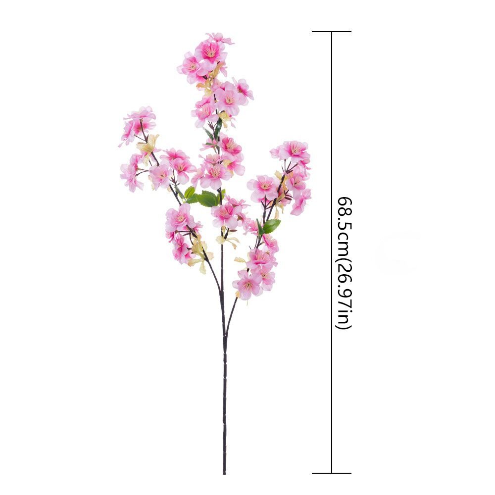 Plastic Artificial Peach Blossom Branch Real Touch Fake Flower Silk Cherry Blossom  Wedding Decor