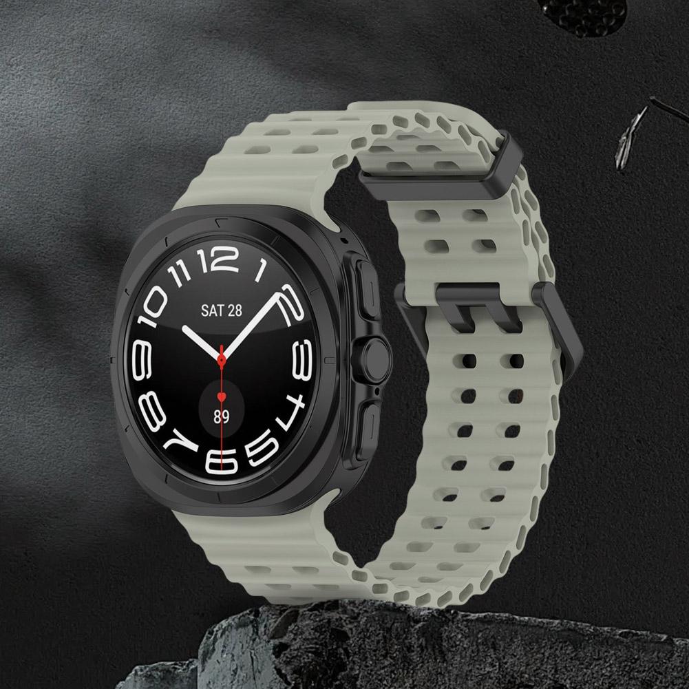 Ocean Sport Silicone Band NO Gaps Curved End Band Sweatproof Watch Strap Sports Wrist Band for Samsung Galaxy Watch 7 Ultra 47mm