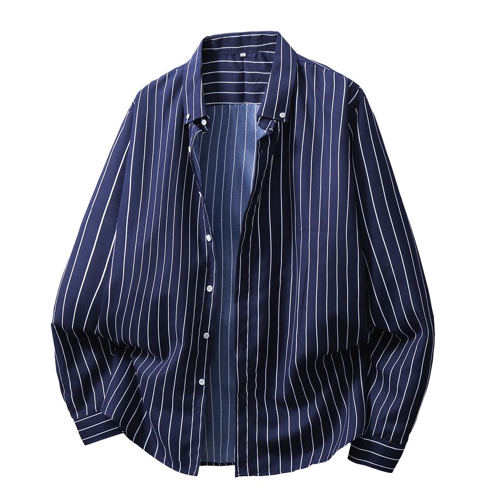 Men S Loose Striped Long Sleeve Casual Shirt