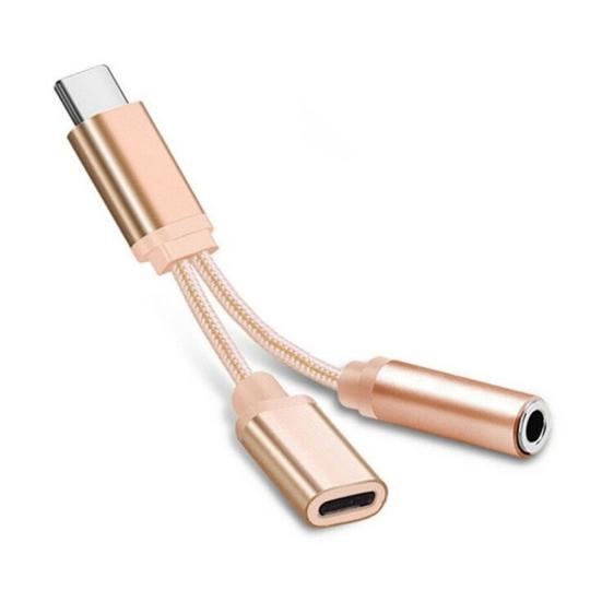 2 in 1 Type-c to 3.5mm Earphone Audio Jack Charging Cable Converter Adapter