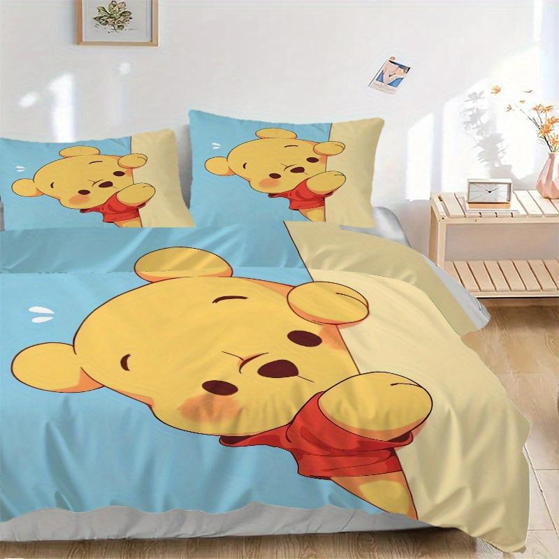 3pcs Winnie the Pooh Cute Cartoon Print Cover Set Ultra Soft, Breathable, and Comfortable Bedding with Stylish Design for Bedroom and Guest Room 135x200cm