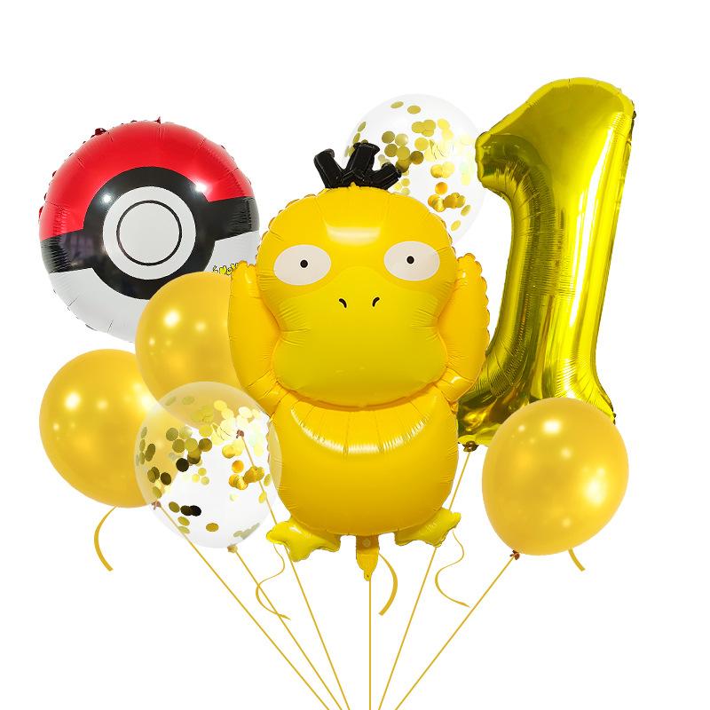 

Cute Pokémon Duck Aluminum Film Balloon Set 32 Inch Digital Birthday Party Arrangement Elf Ball Reachable Duck Set 1