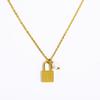 18K Gold Plated Pearl & Stainless Steel Zodiac Lock Pendant Necklace