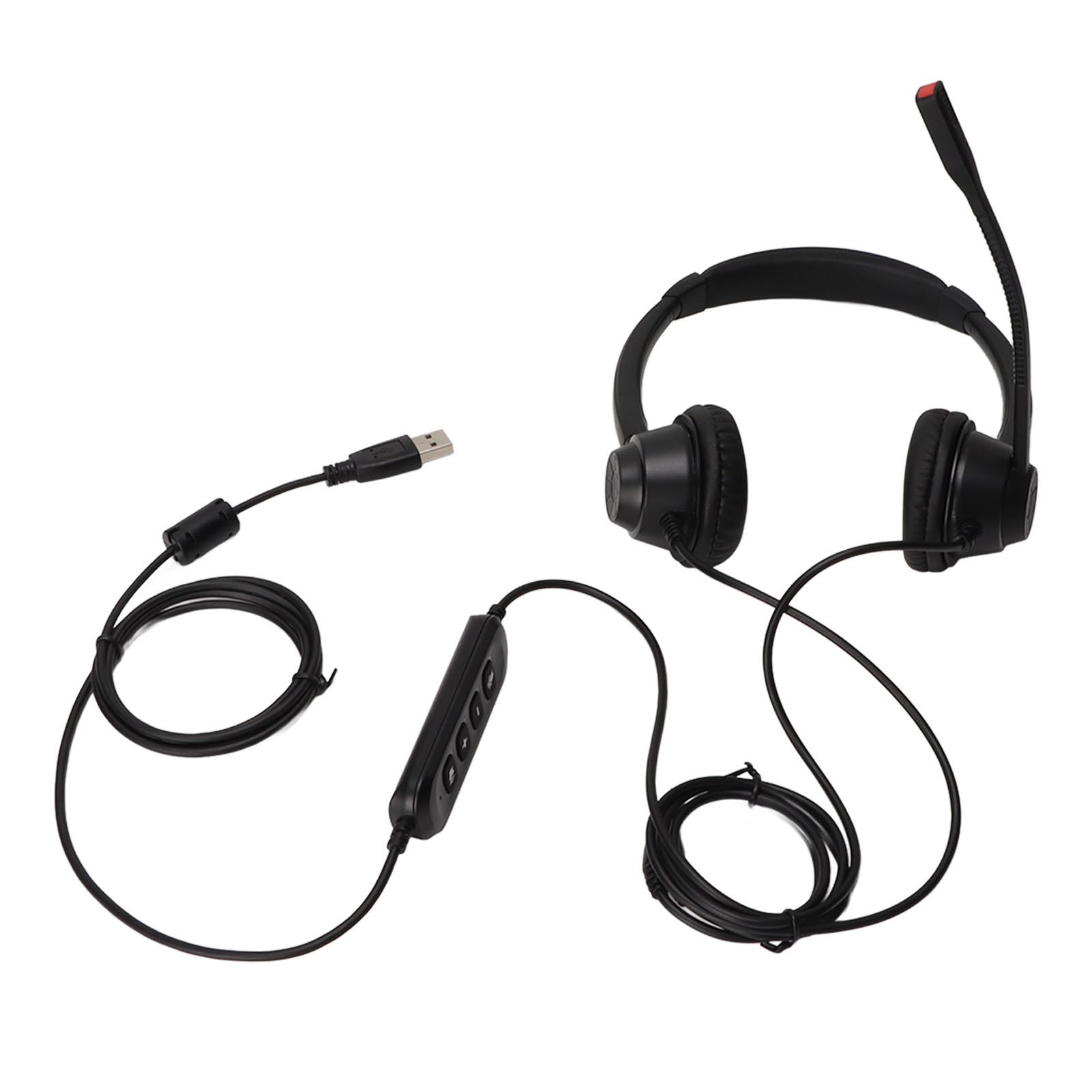 

USB Telephone Headset Noise Cancelling Volume Adjustment Mute Binaural Customer Service Headphone