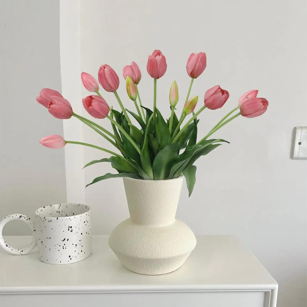 2 Stück 5 Köpfe Künstliche Tulpen Blumen Real Touch Luxus Silikon Kunstblume Haus Zimmer Hochzeit Dekoration Brautstrauß