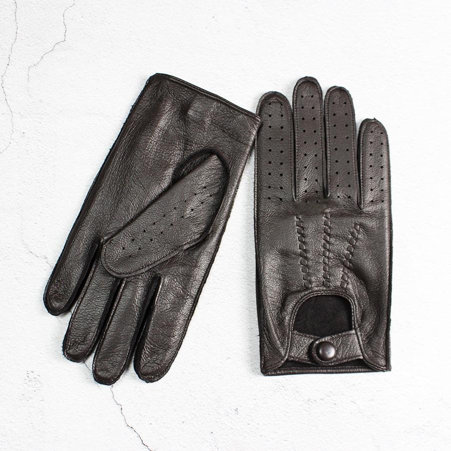 Deerskin Driver Gloves Men's Leather Unlined Single Layer Thin Hollow Breathable Motorcycle Riding Car Driving Spring and Autumn