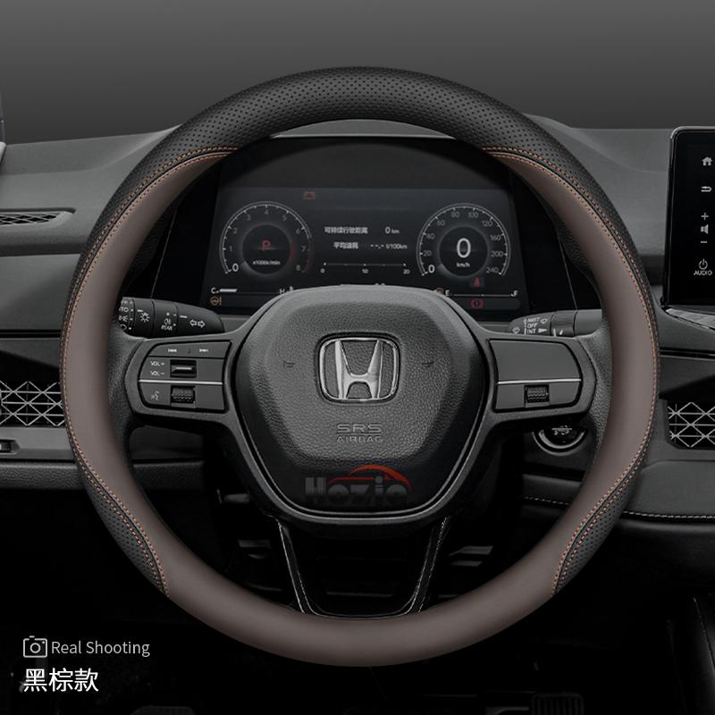 

Leather Car Steering Wheel Cover for Honda Civic Accord HRV ZRV CRV City Pilot Prologue Passport 2023 2024 2025 2026 Accessories черный коричневый