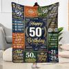 Happy 50th Birthday Quotes Blanket Comfortable Perfect for Livingroom Office Chair Bed All-Season Use Modern Style Best Holiday Gift for Friends Famil