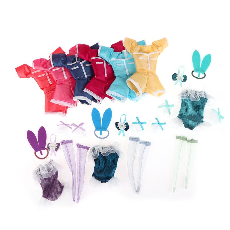 1Set Doll Clothes Short Sleeve Shorts Sexy Bunny Dress Stockings For 30Cm Doll
