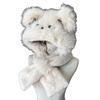 Cute Bear Ears Will Move Plush Hat, Scarf Integrated Women'S Winter Thickened Warm And Cold Ear Protection Lei Feng Hat
