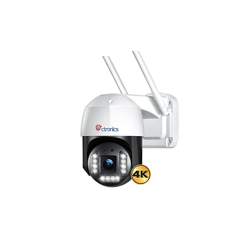 Ctronics 4K 5G Wi-Fi Outdoor Security Camera, 8MP, Vehicle/Pet Recognition, Automatic Tracking, Human Detection, Floodlight Deterrent,