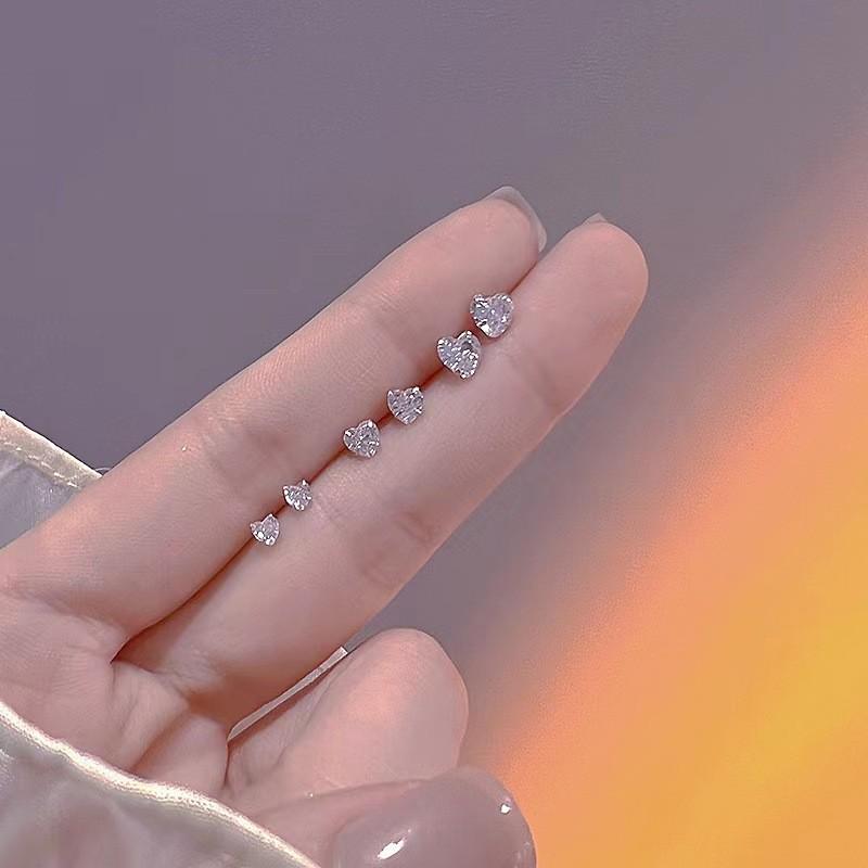 Beixi Heart-Shaped S925 Sterling Silver Zircon Earrings for Women - Elegant & Trendy Ear Ornaments