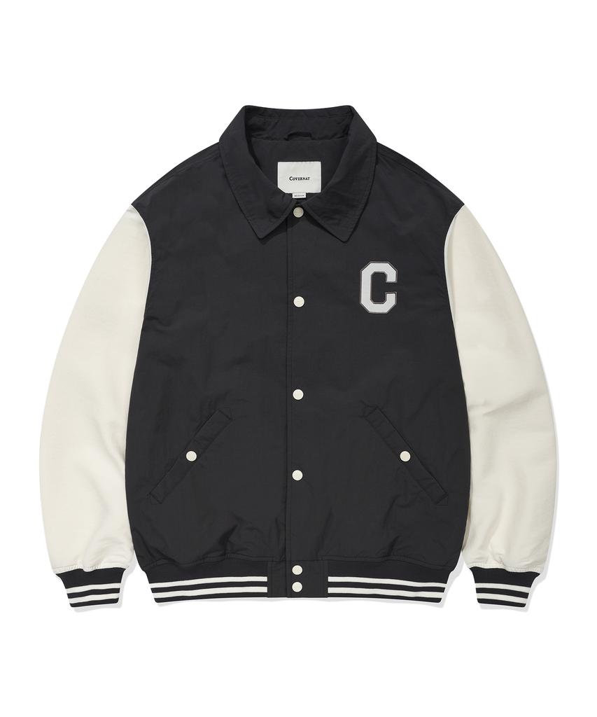 COVERNAT C-Logo Collar Varsity Jacket Charcoal