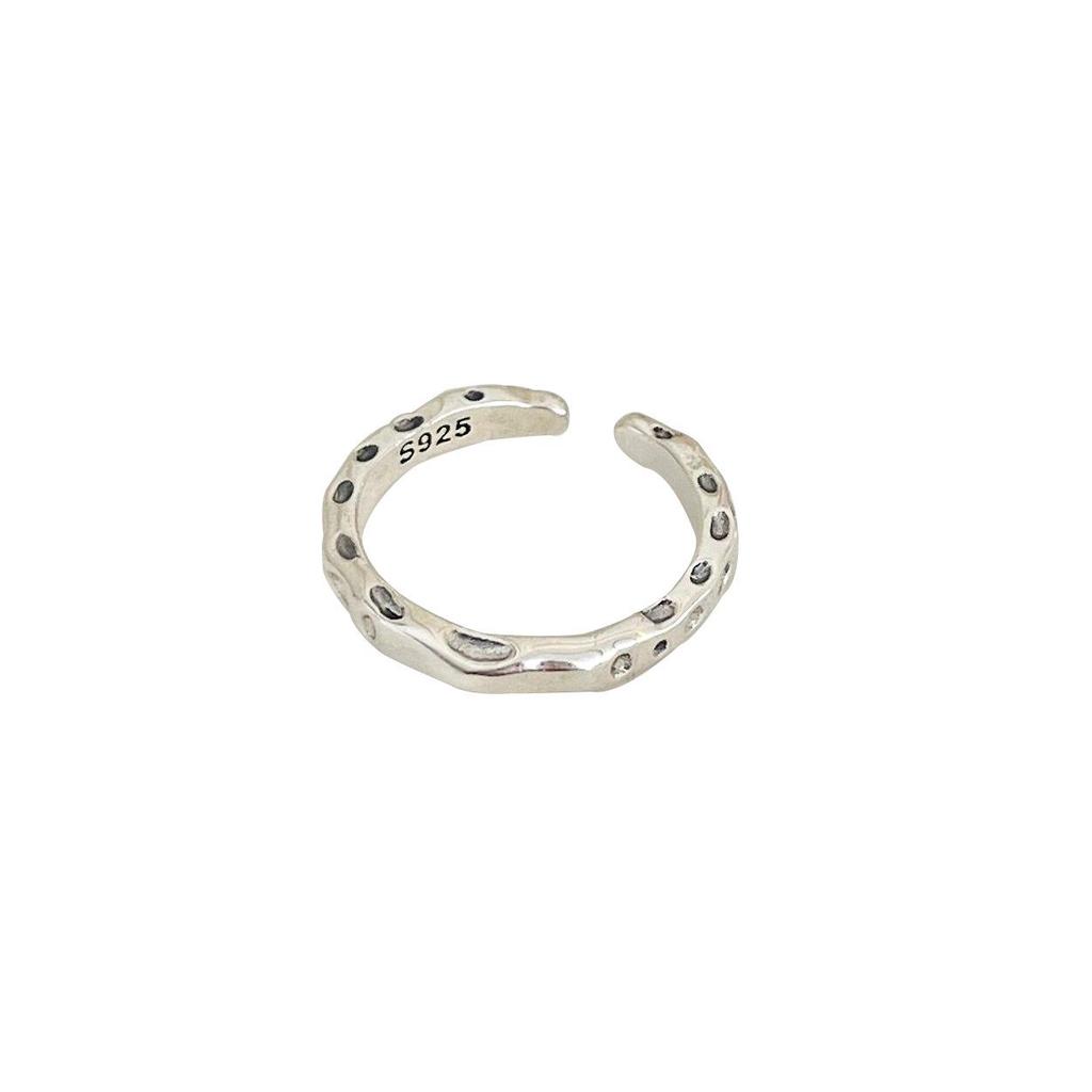 Yinruitai S925 Sterling Silver Textured Open Ring for Women - Vintage 2022 Design