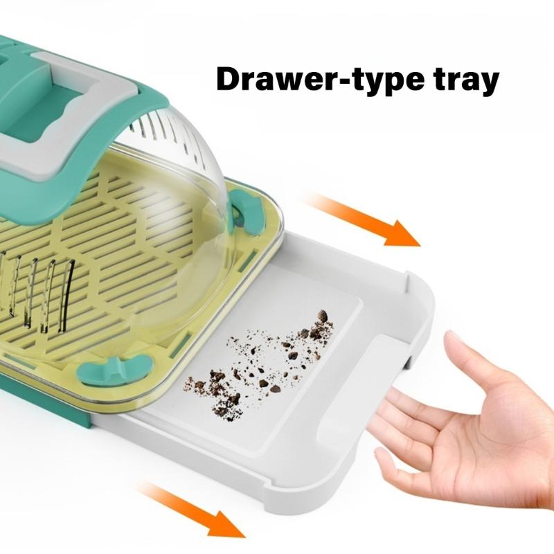 Lizards Box Container with Feeding Port Detachable Bottom Base and Handle Spacious Reptiles Keeper Enclosure