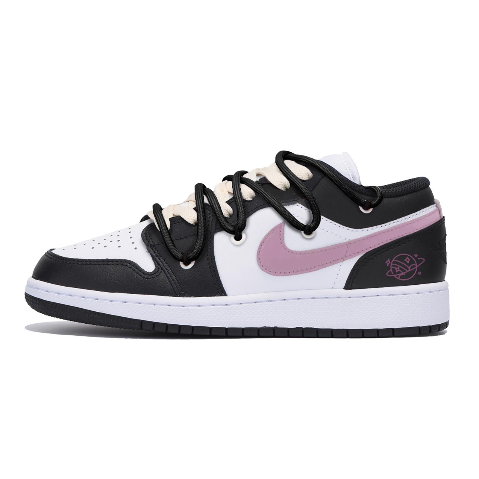 

Jordan Air Jordan 1 Abrasion Resistant Slip Resistant Low top Vintage Basketball Shoes Men s Black Pink 553558-131(Team85-) 44