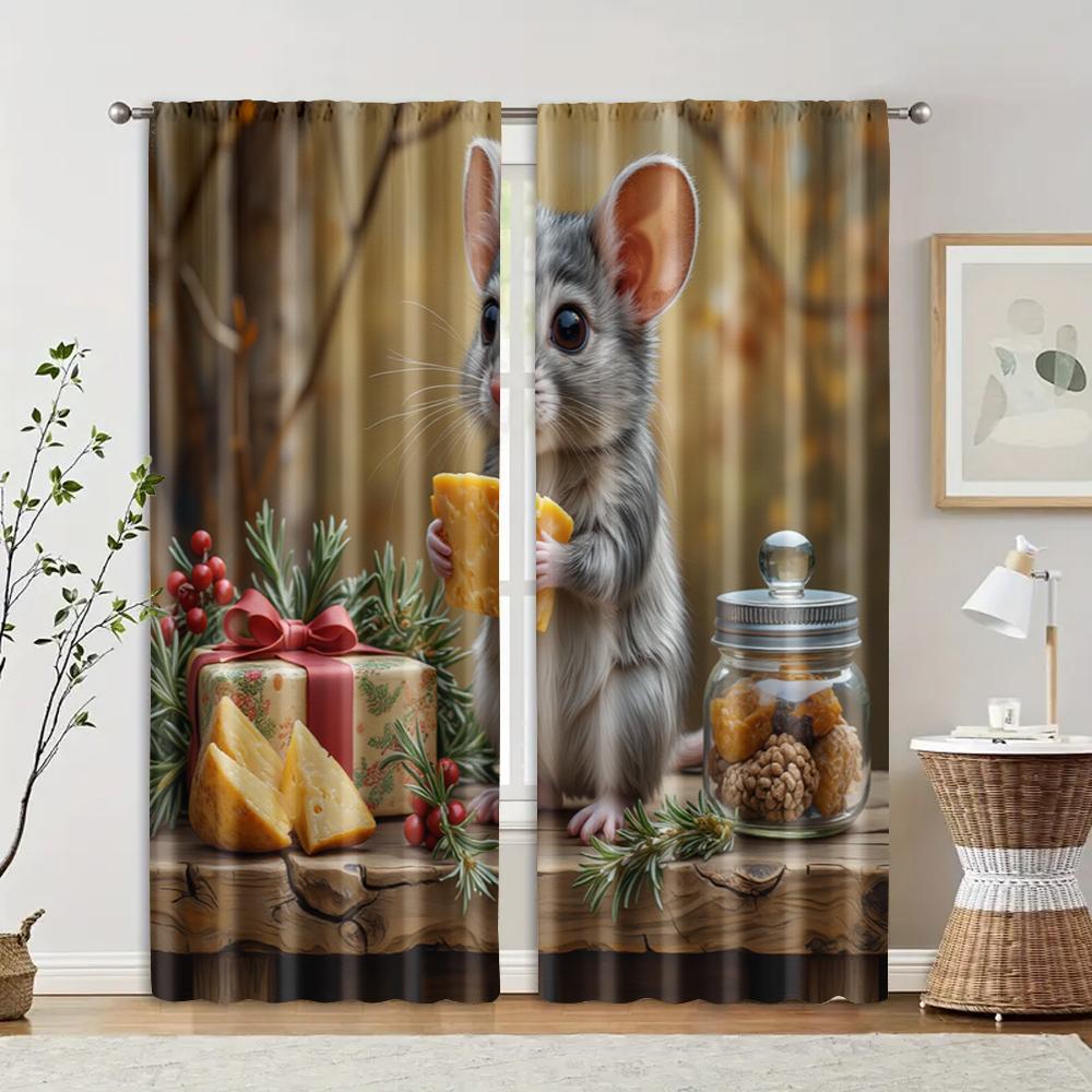 

Filtering Curtains Excluding Rods Non Movable Without Batteries Mouse Use Bedrooms Living Rooms Curtain Set Of 2 Made Polyester Washable Sitting Room W100*H70(CM)-Grommet top&1PCS