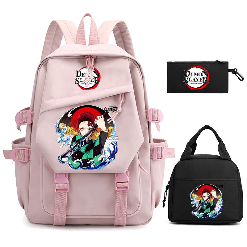 Ghost Extermination Surrounding Animation Schoolbag Trend Primary And Secondary School Students Leisure Backpack College Meal Bag Pencil Bag Set