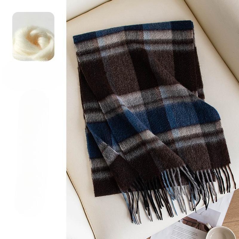 Pure Cashmere Plaid Scarf High End British Style Warm Plaid Scarf for Men Women