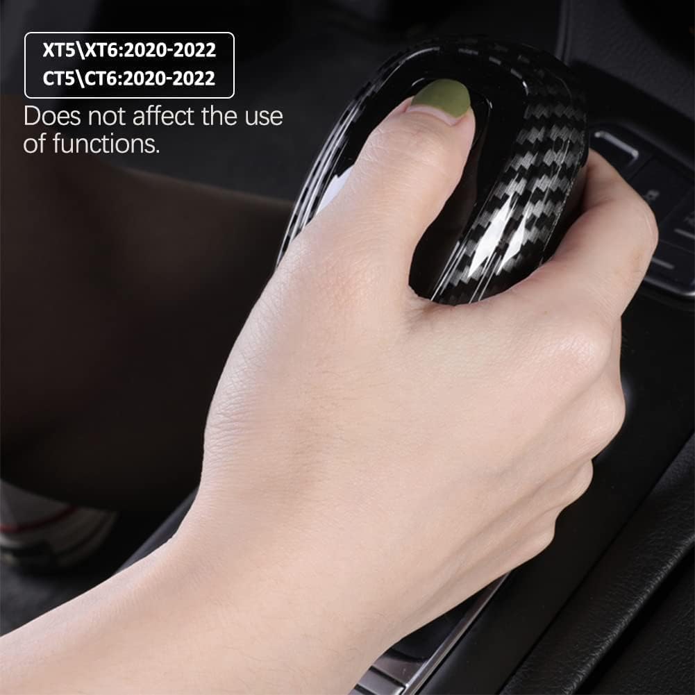 Carbon Fiber Gear Shift Knob Cover, Sport Style Trim Compatible with Cadillac XT4, XT5, XT6, CT5, CT6 2020 2021 2022 2023 2024