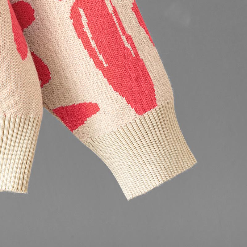 Jacquard Knitwear Three-Piece Set: Cardigan & Pants - Casual Loose Fit