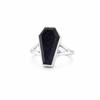 Blue Goldstone Coffin Ring Sterling Silver 925, Sparkly Night Sky Gemstone Ring, Handmade Boho Gothic Statement Ring