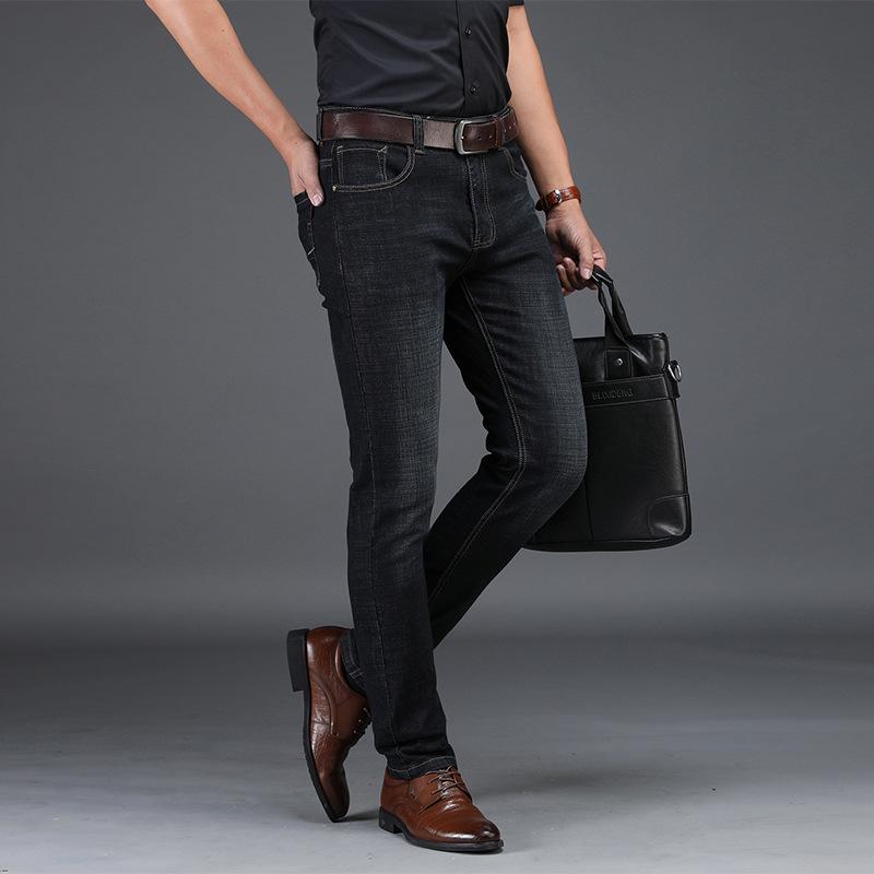Весенние мужские джинсы Деловые повседневные брюки Прямые молодежные брюки Эластичные корейские мужские брюки 30
